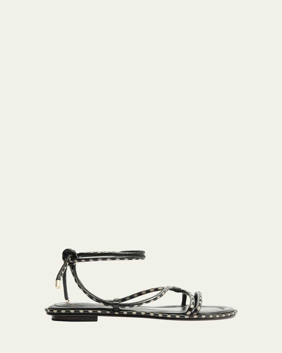 Donna Self-Tie Leather Flat Sandals